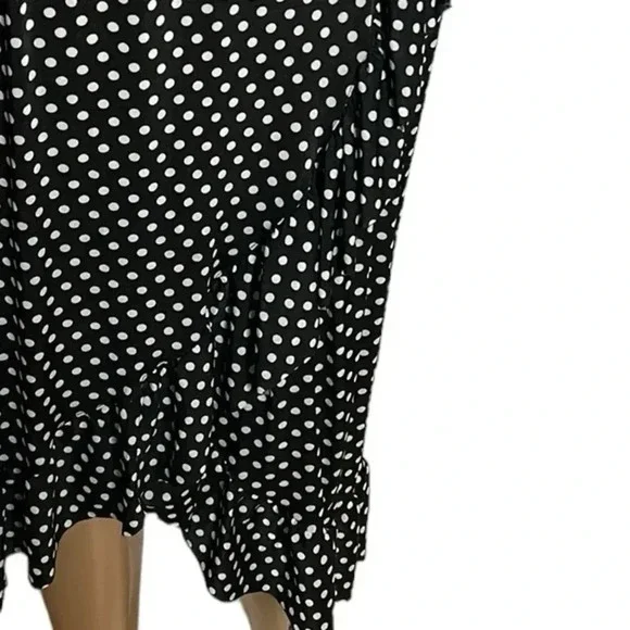 Vtg Faux wrap ,flare,ruffle skirt,NWT, polka dots,B&W,festival,gypsy,cottagecore - Picture 5 of 15